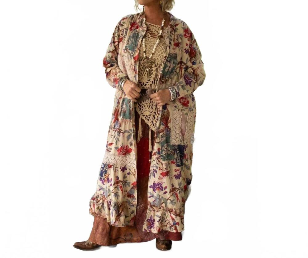 NEW JADED GYPSY traveling about duster in beige multi